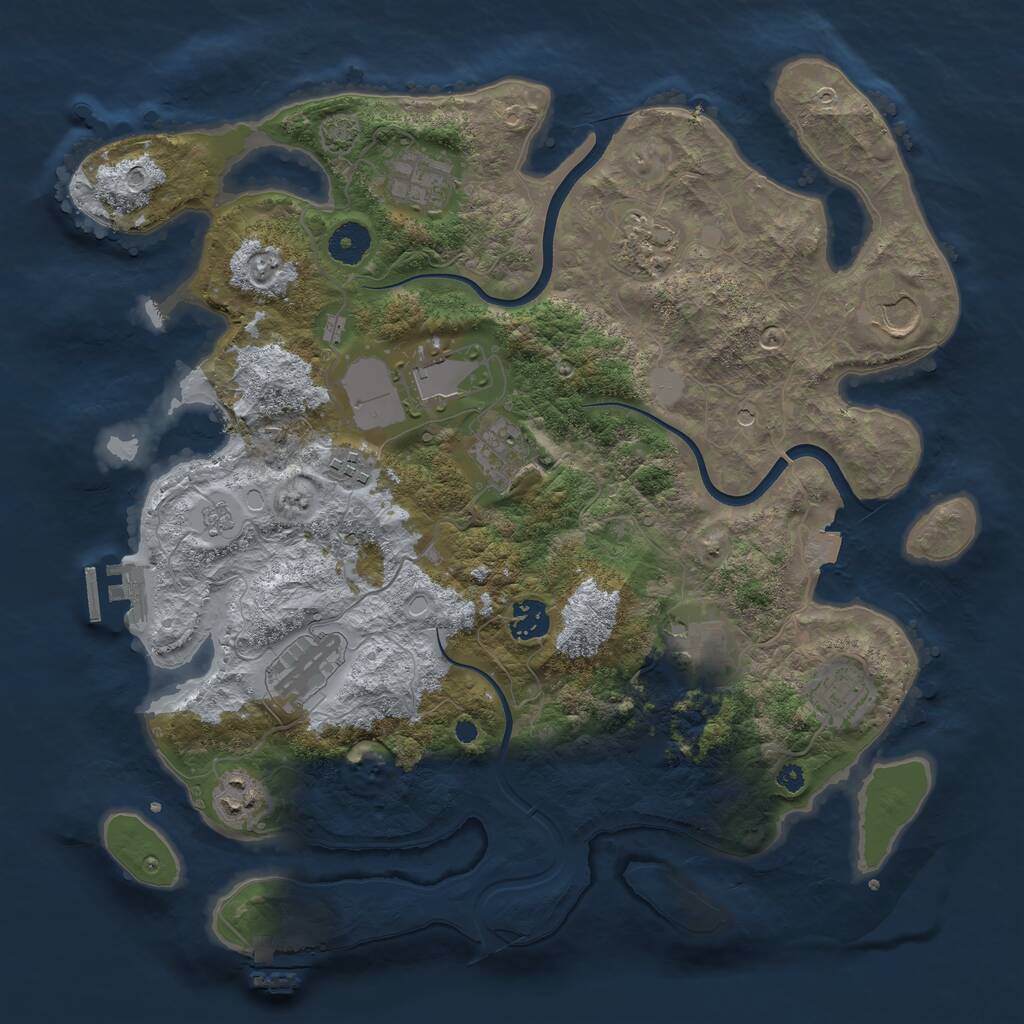 Rust Map: Procedural Map, Size: 3750, Seed: 1268683866, 17 Monuments