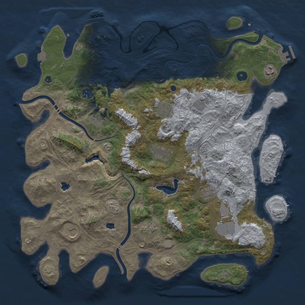 Rust Map: Procedural Map, Size: 4500, Seed: 887097260, 17 Monuments