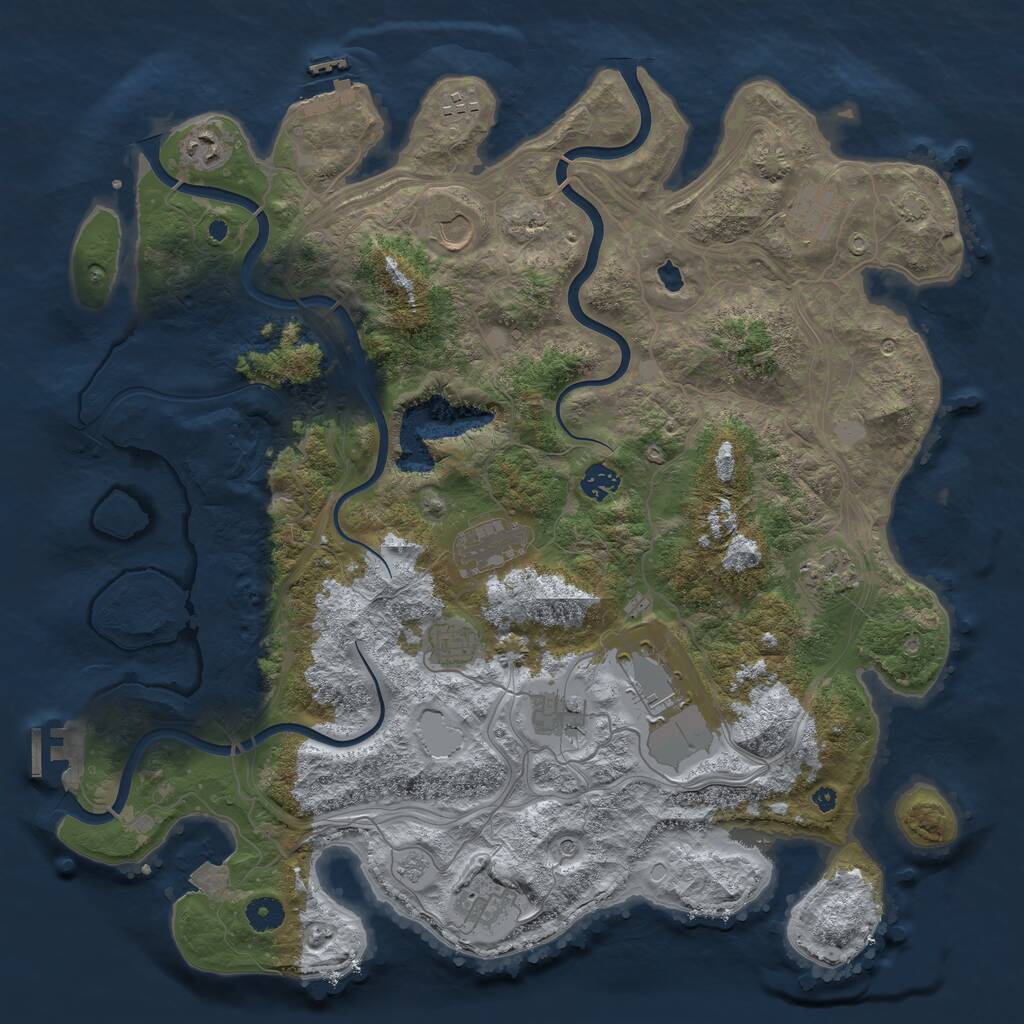 Rust Map: Procedural Map, Size: 4250, Seed: 979236664, 17 Monuments