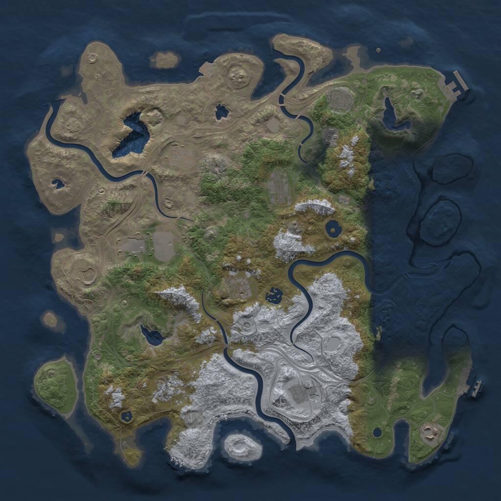 Rust Map: Procedural Map, Size: 4500, Seed: 1670802167, 16 Monuments