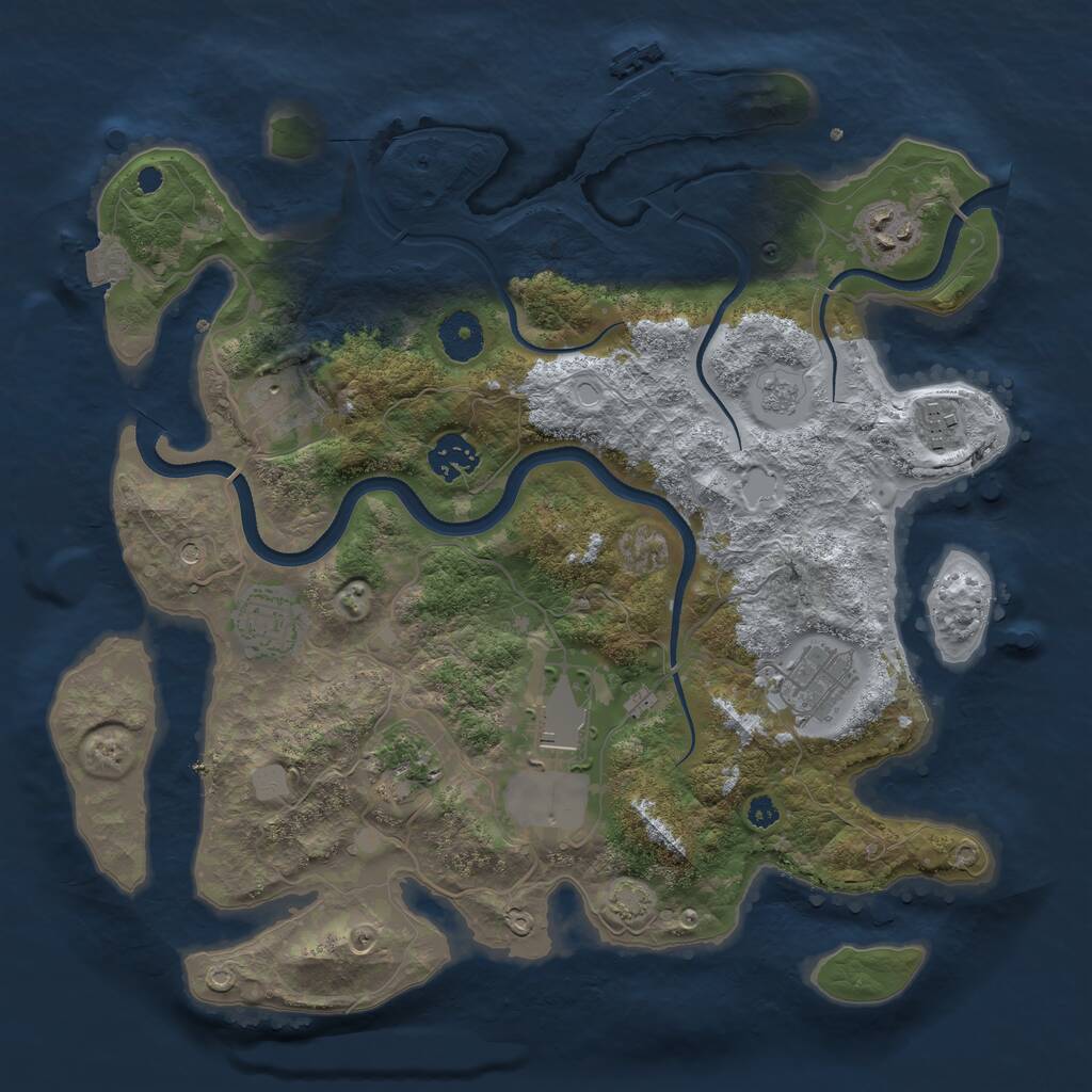 Rust Map: Procedural Map, Size: 3500, Seed: 114630408, 13 Monuments