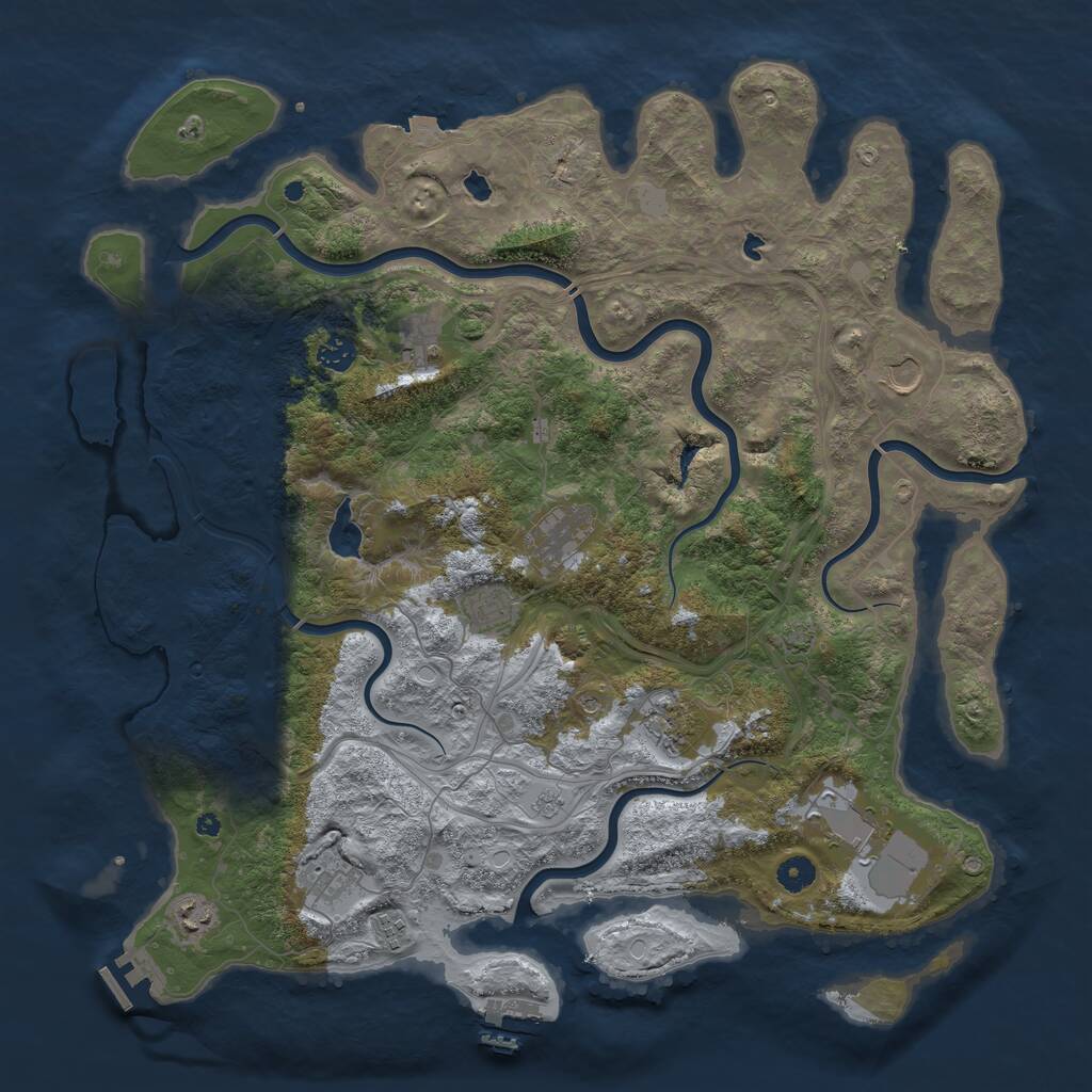 Rust Map: Procedural Map, Size: 4500, Seed: 519280234, 16 Monuments