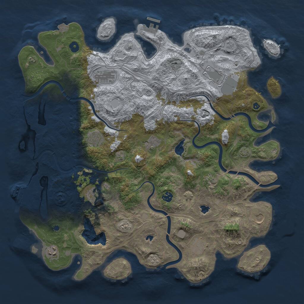 Rust Map: Procedural Map, Size: 4500, Seed: 1880806609, 17 Monuments