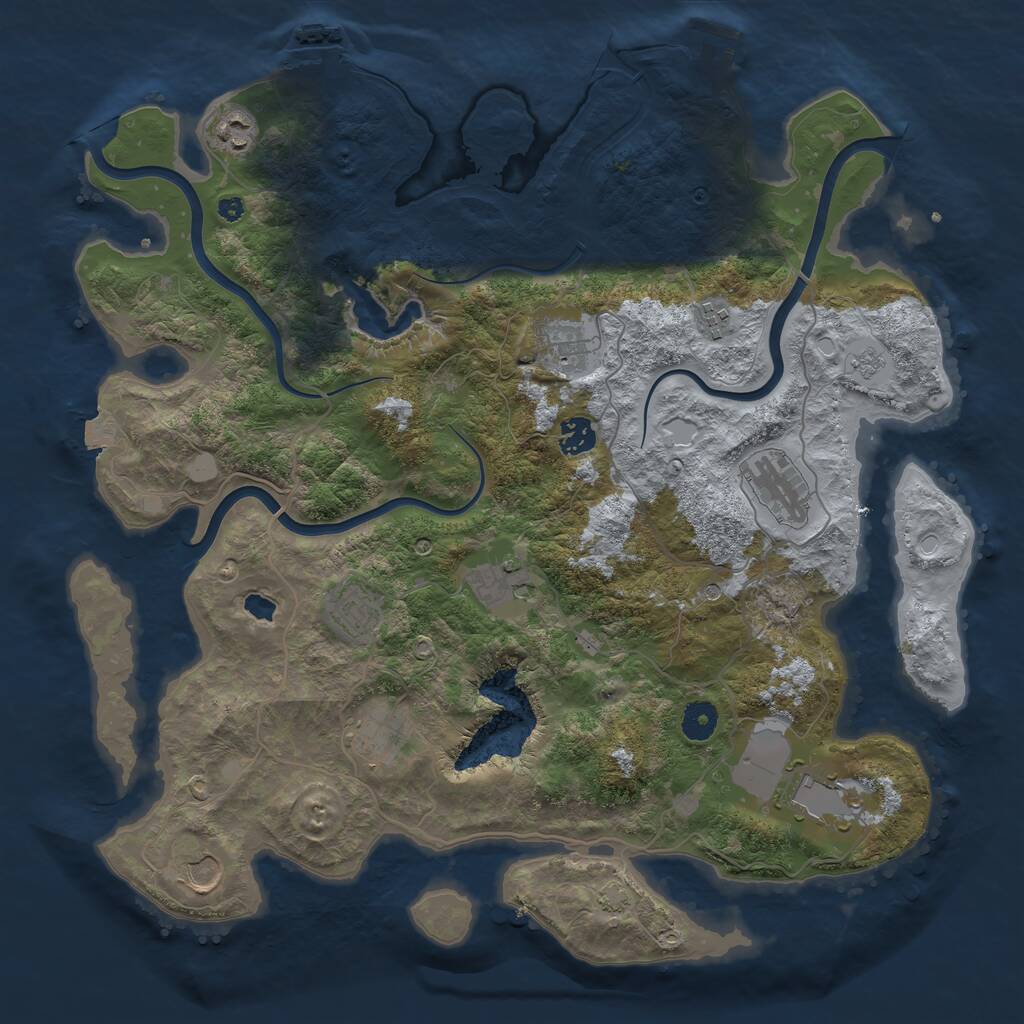Rust Map: Procedural Map, Size: 4050, Seed: 846491840, 16 Monuments