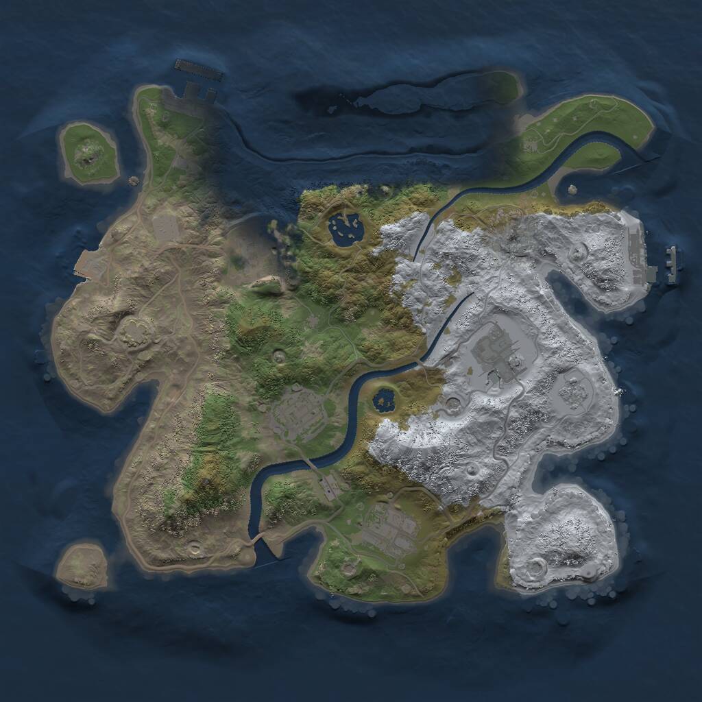 Rust Map: Procedural Map, Size: 3000, Seed: 2063173194, 11 Monuments