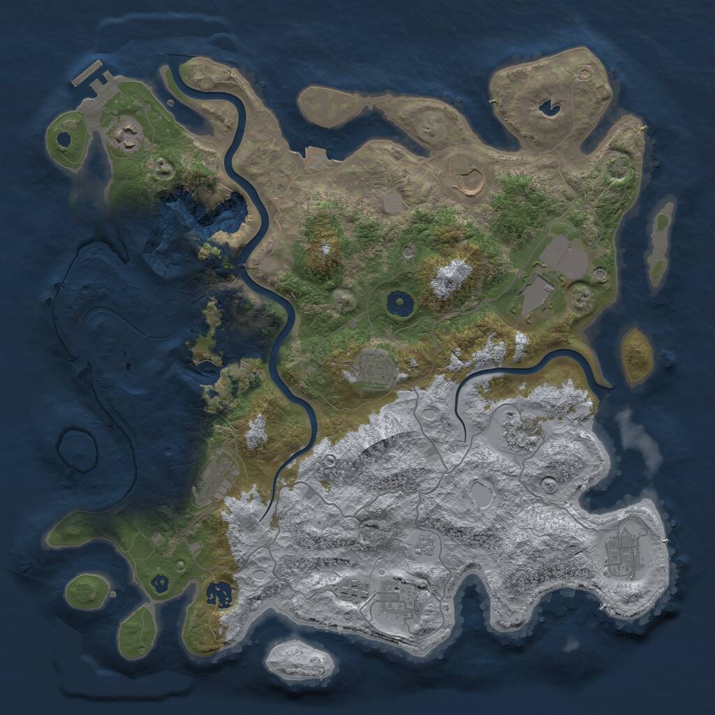 Rust Map: Procedural Map, Size: 4000, Seed: 436805750, 15 Monuments