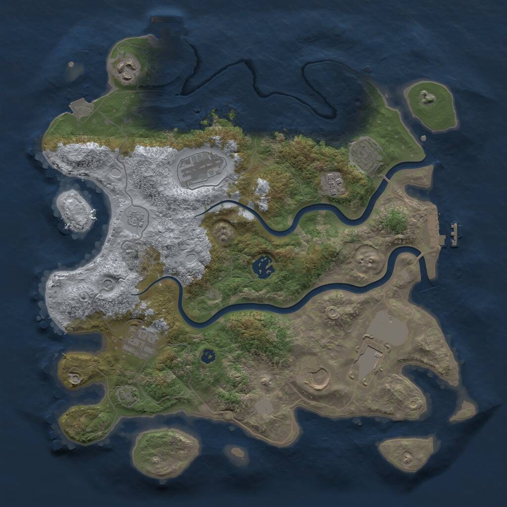 Rust Map: Procedural Map, Size: 3500, Seed: 777453697, 14 Monuments