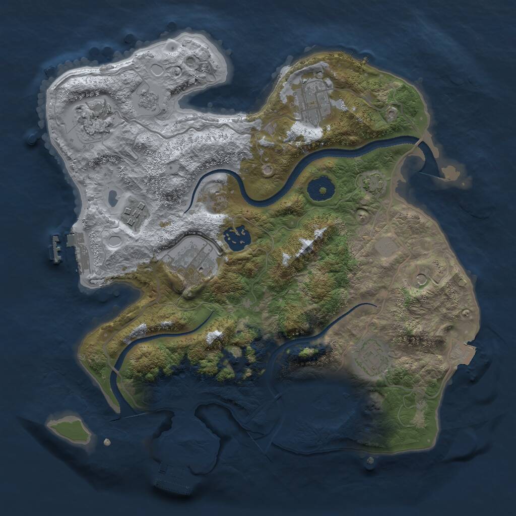 Rust Map: Procedural Map, Size: 3000, Seed: 2129585694, 12 Monuments