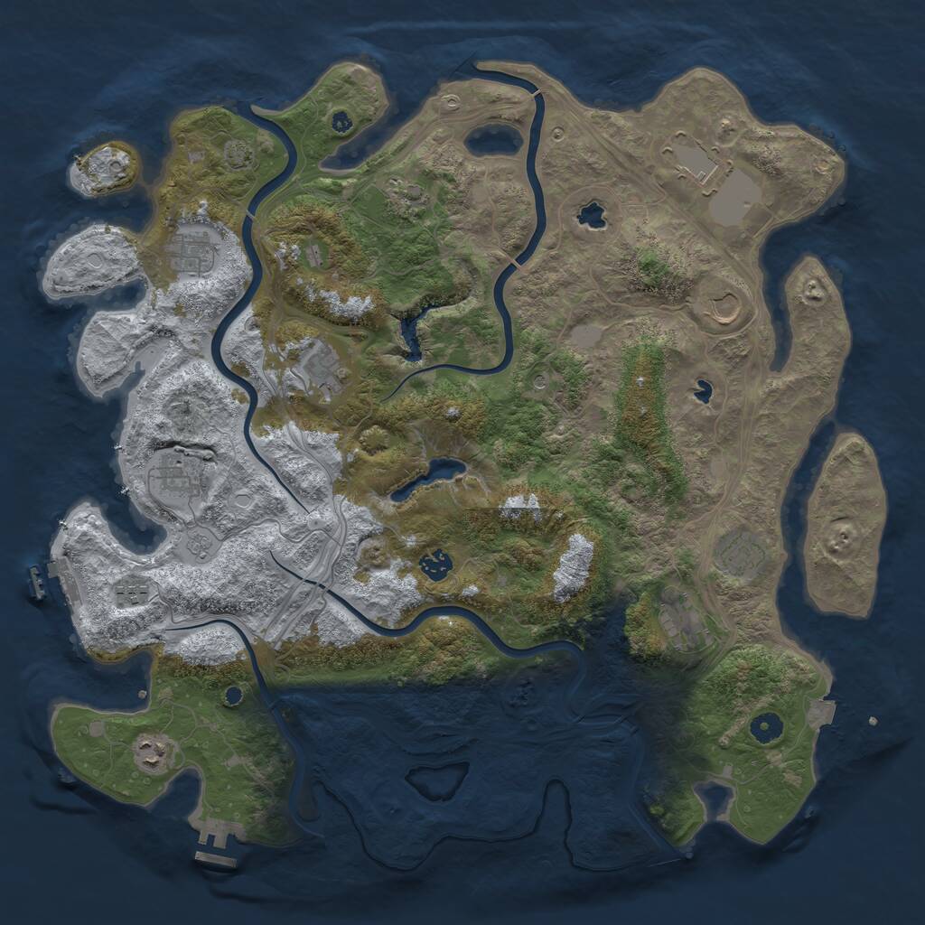 Rust Map: Procedural Map, Size: 4500, Seed: 1071923884, 17 Monuments