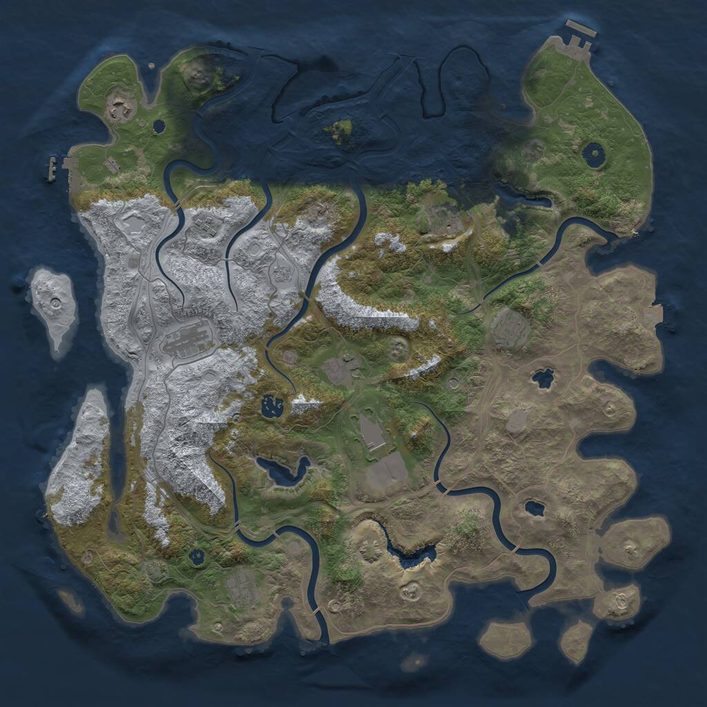 Rust Map: Procedural Map, Size: 4500, Seed: 1205757080, 15 Monuments