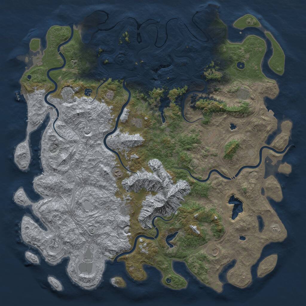 Rust Map: Procedural Map, Size: 6000, Seed: 161686, 17 Monuments