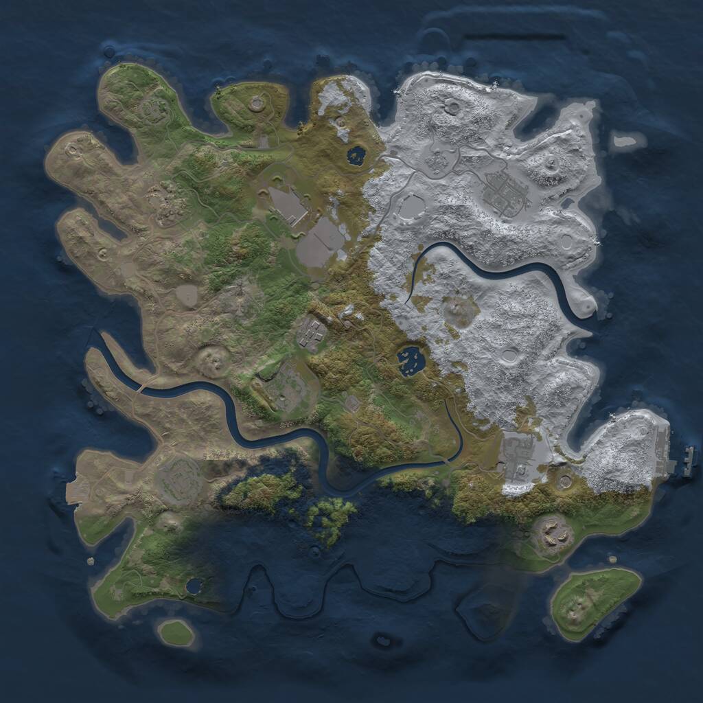 Rust Map: Procedural Map, Size: 3700, Seed: 736479579, 14 Monuments