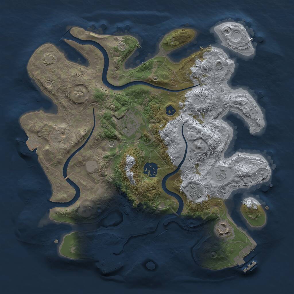 Rust Map: Procedural Map, Size: 3000, Seed: 48618, 10 Monuments