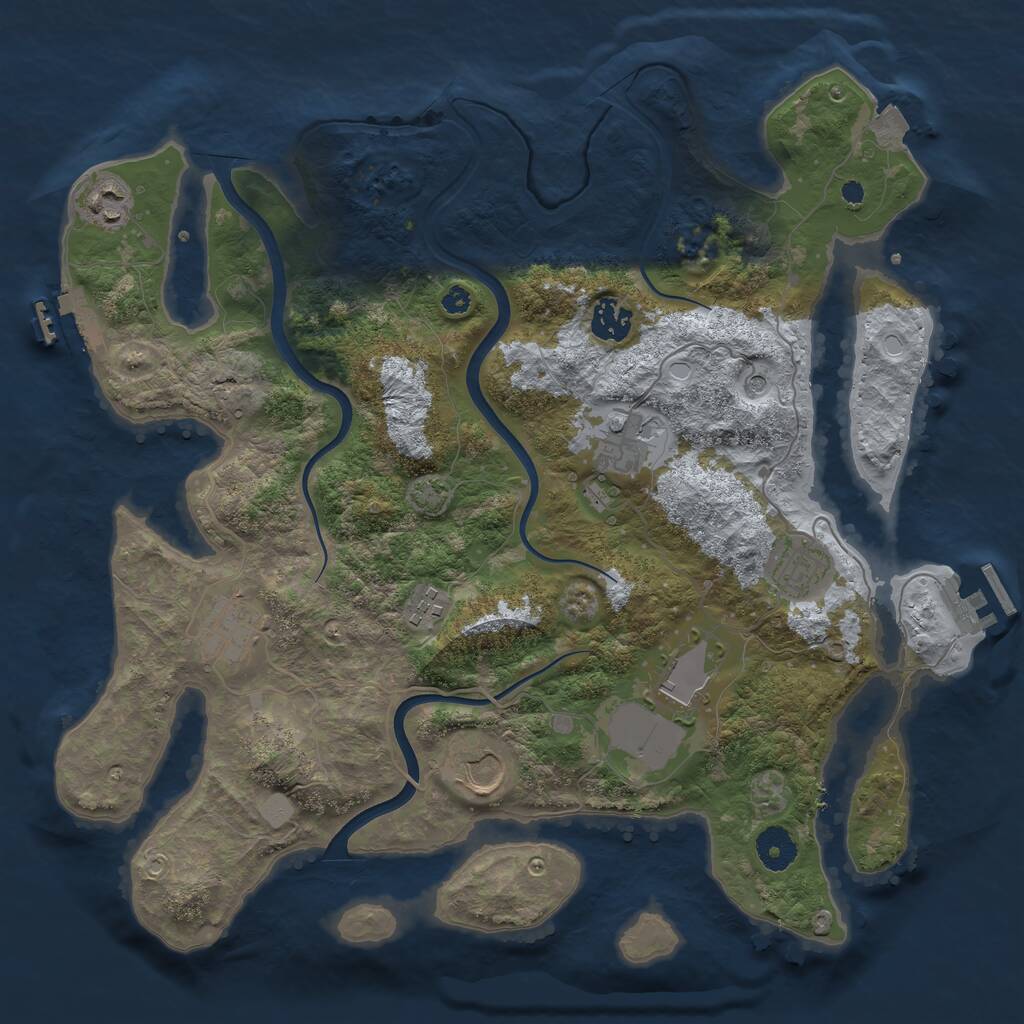 Rust Map: Procedural Map, Size: 3700, Seed: 787326950, 13 Monuments