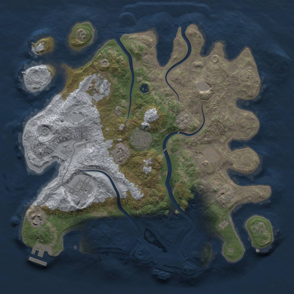 Rust Map: Procedural Map, Size: 3250, Seed: 603514325, 12 Monuments