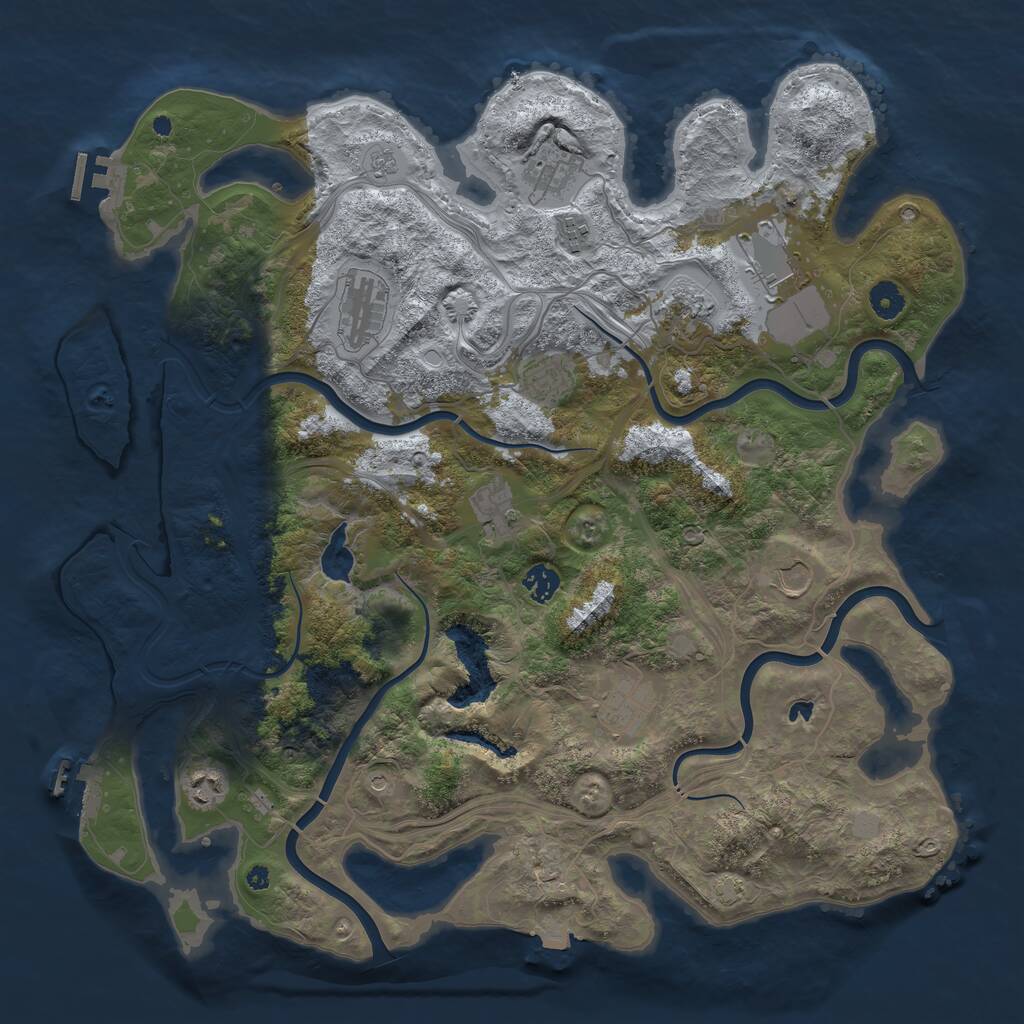 Rust Map: Procedural Map, Size: 4300, Seed: 1973242891, 17 Monuments