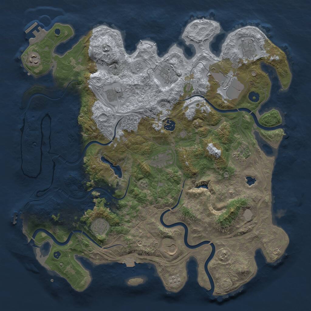 Rust Map: Procedural Map, Size: 4250, Seed: 128943707, 17 Monuments