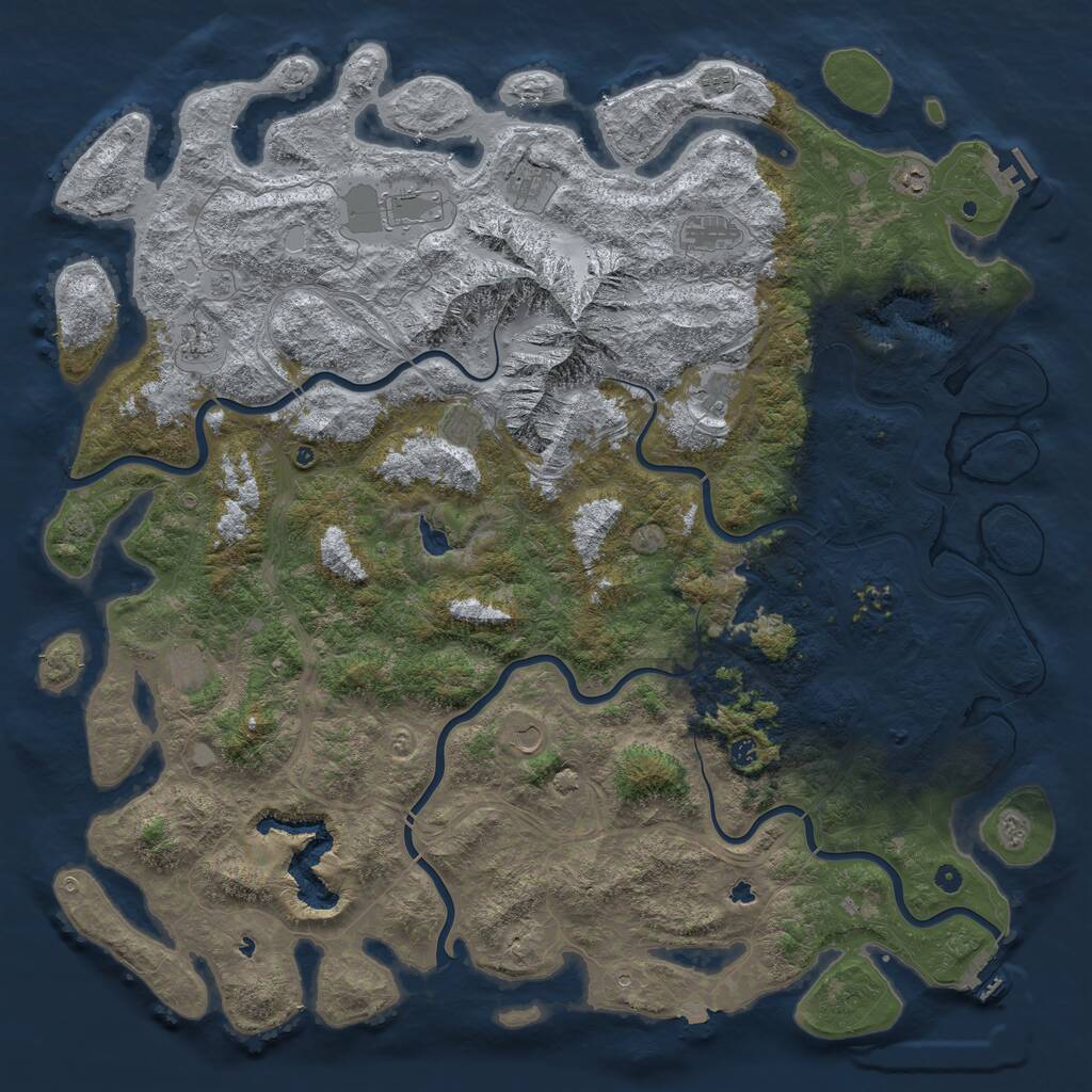 Rust Map: Procedural Map, Size: 6000, Seed: 1217006265, 17 Monuments