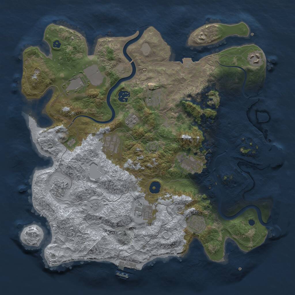 Rust Map: Procedural Map, Size: 3750, Seed: 518115034, 16 Monuments