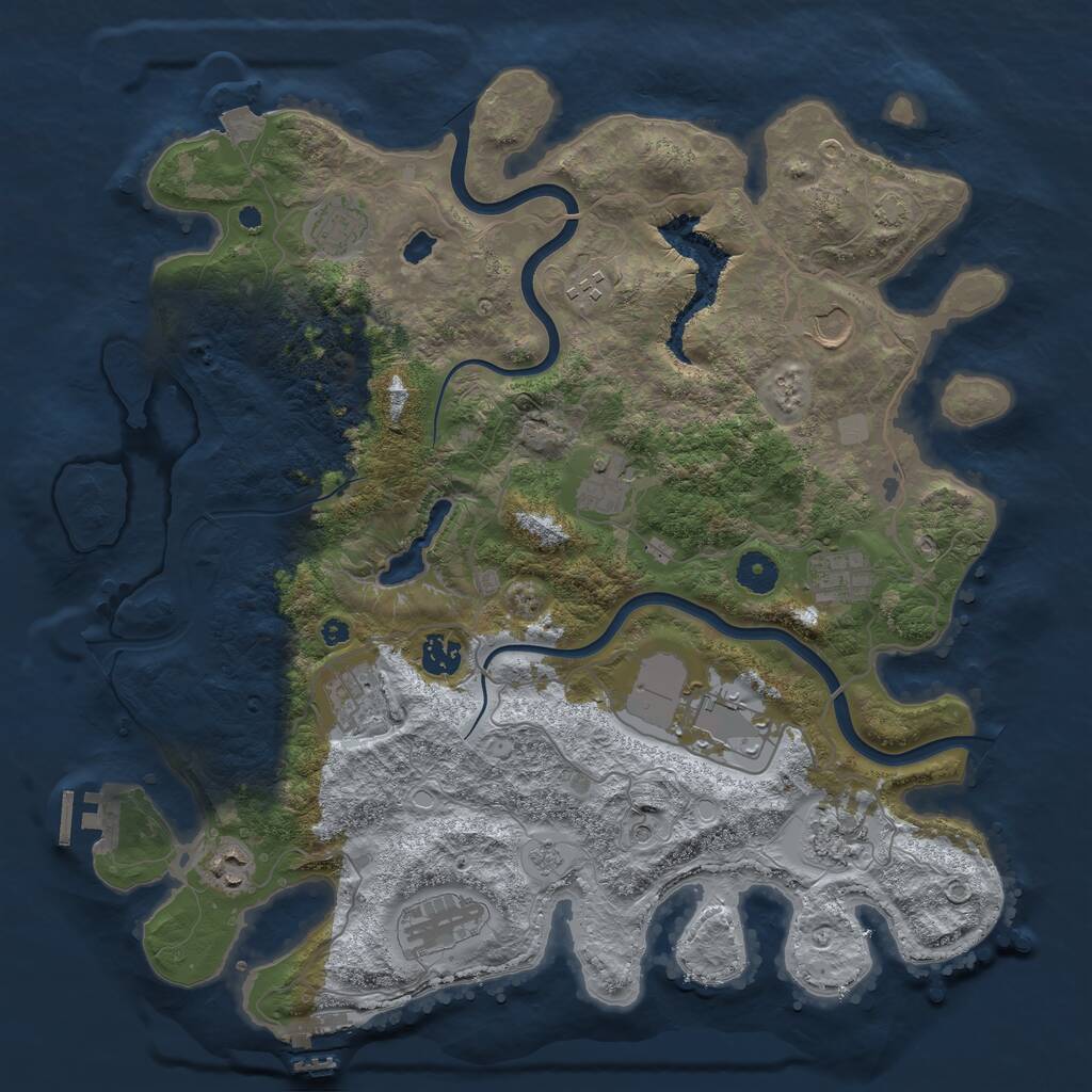 Rust Map: Procedural Map, Size: 4000, Seed: 2002799230, 17 Monuments
