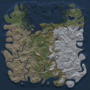 Thumbnail Rust Map: Procedural Map, Size: 6000, Seed: 3573185, 17 Monuments