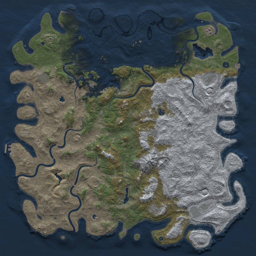 Rust Map: Procedural Map, Size: 6000, Seed: 3573185, 17 Monuments