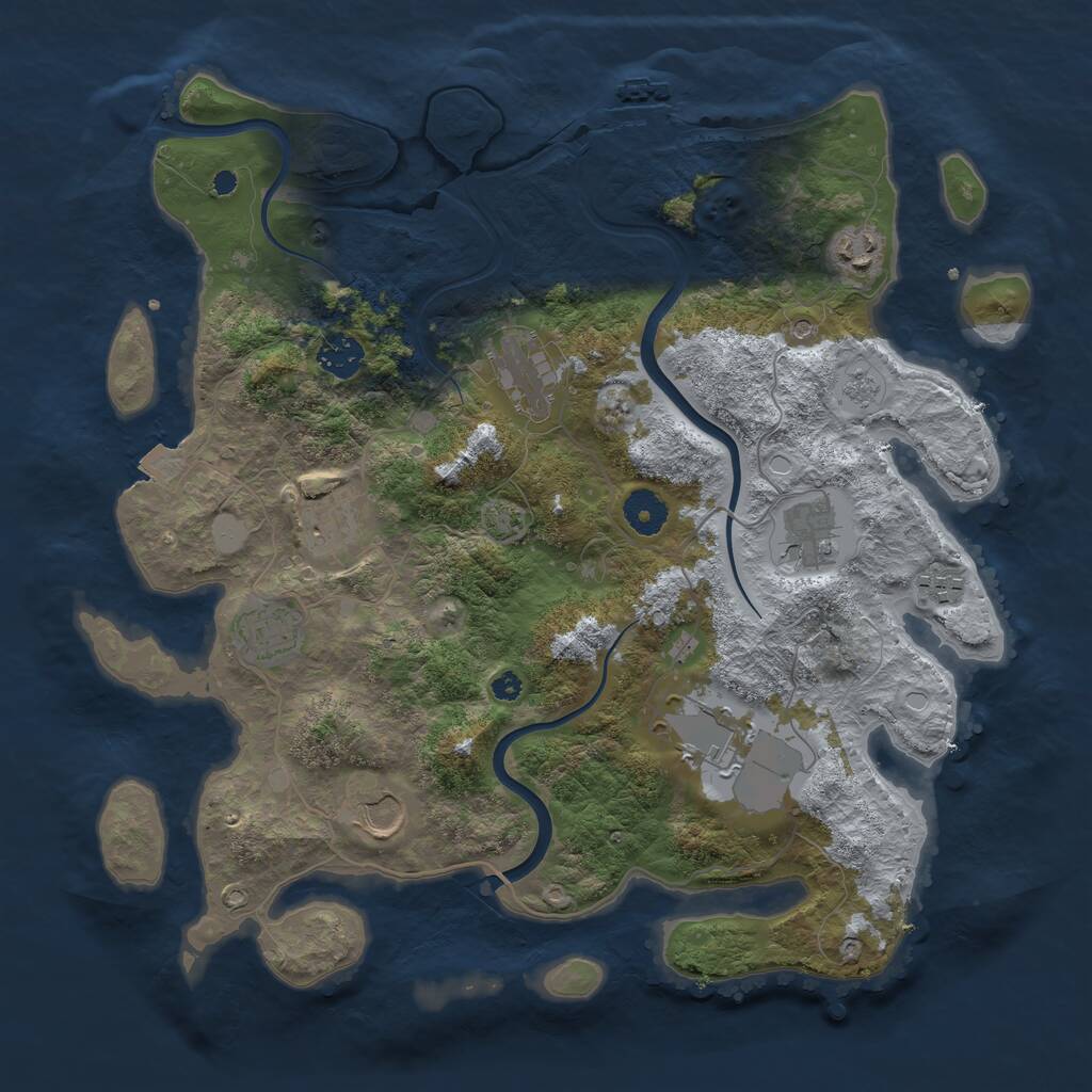 Rust Map: Procedural Map, Size: 3750, Seed: 735015919, 14 Monuments