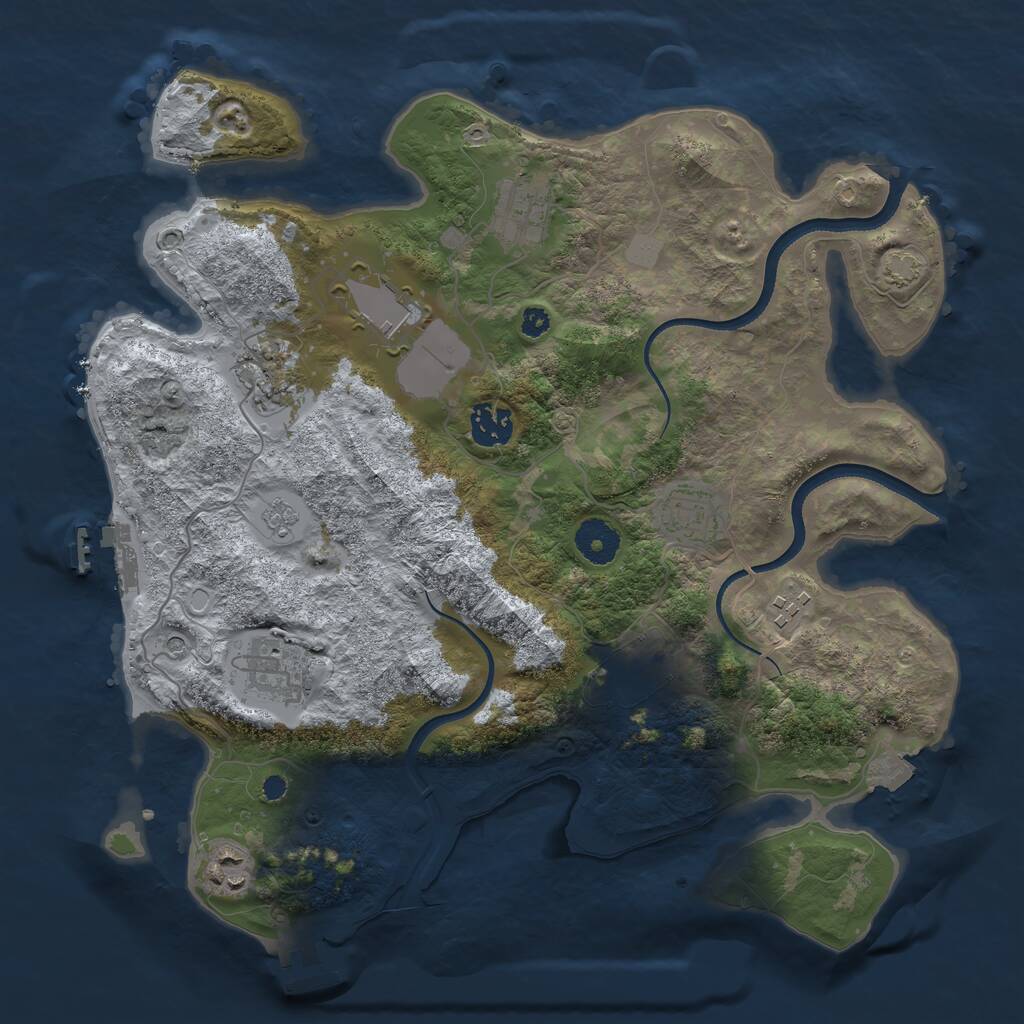Rust Map: Procedural Map, Size: 3500, Seed: 1041634089, 15 Monuments