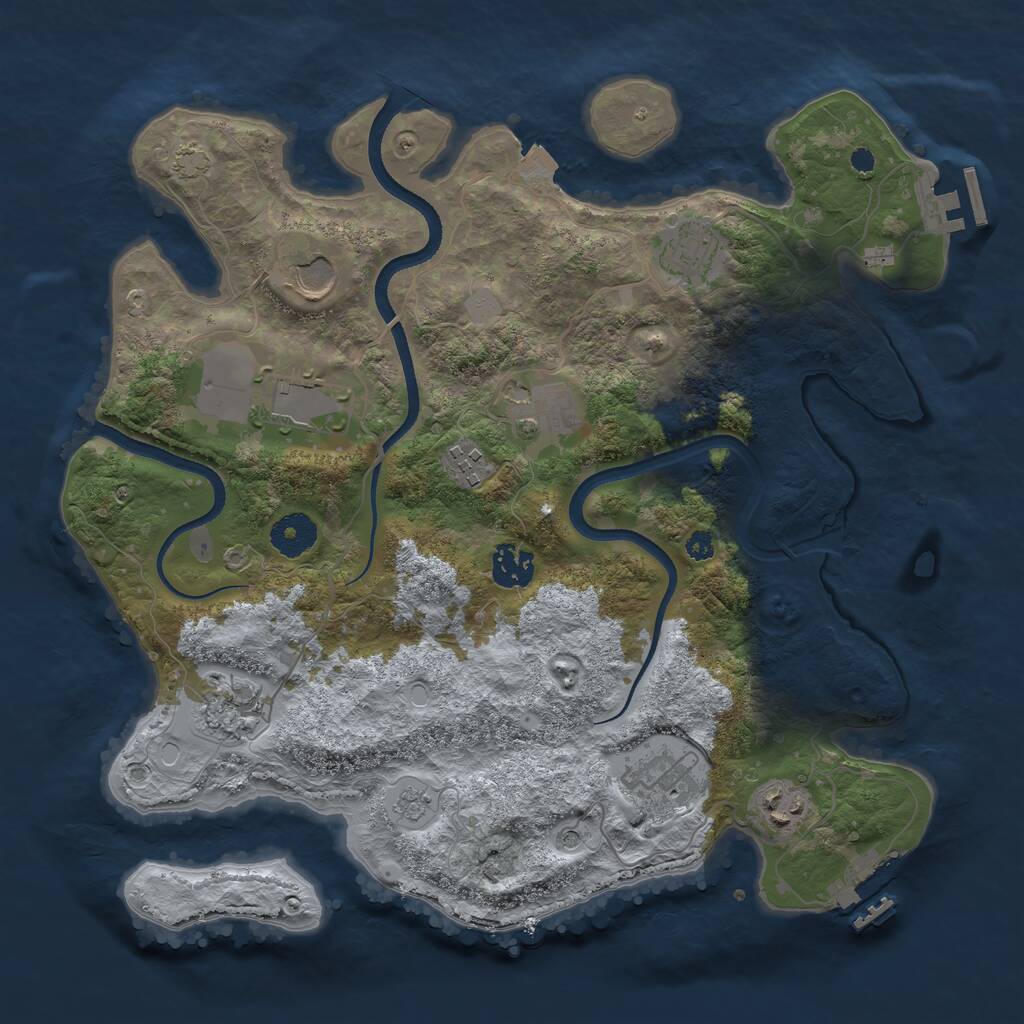 Rust Map: Procedural Map, Size: 3500, Seed: 2728289, 15 Monuments