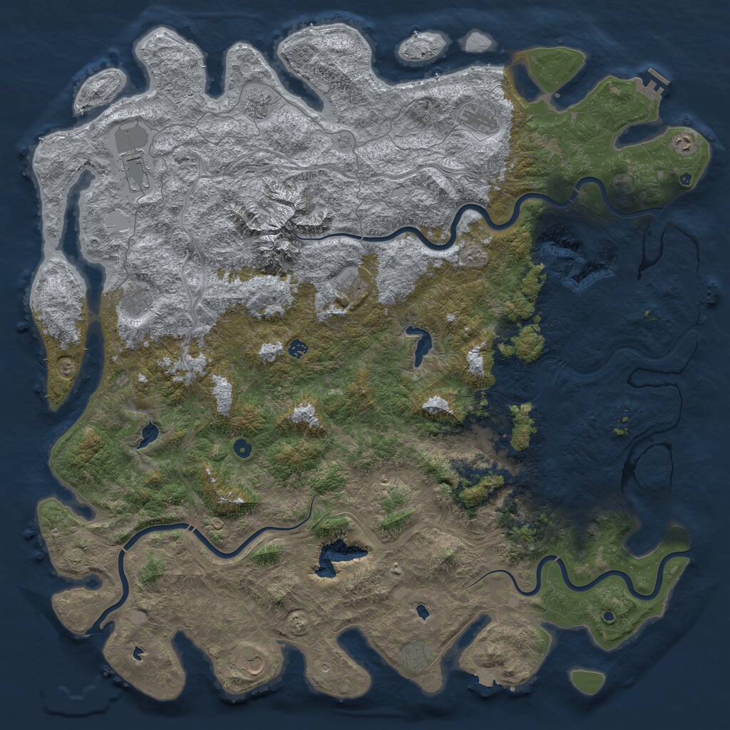 Rust Map: Procedural Map, Size: 6000, Seed: 2129598826, 17 Monuments