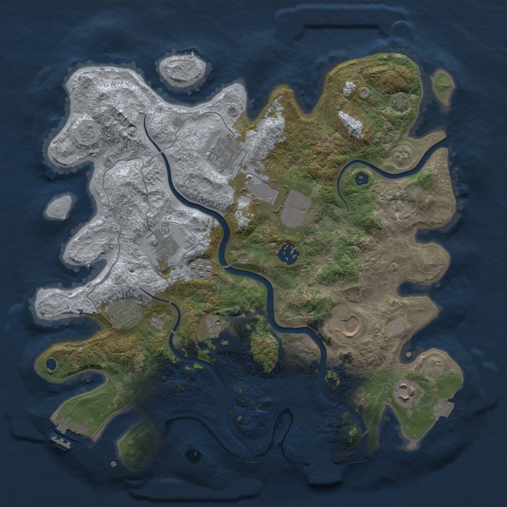 Rust Map: Procedural Map, Size: 3700, Seed: 1886918327, 14 Monuments