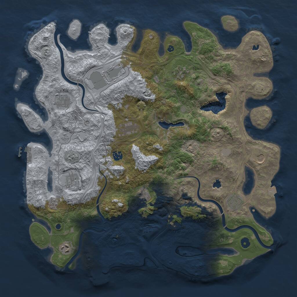 Rust Map: Procedural Map, Size: 4500, Seed: 60850350, 17 Monuments
