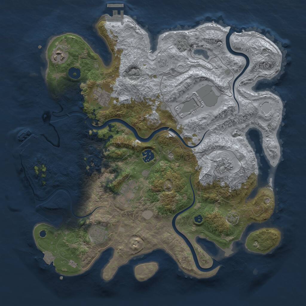 Rust Map: Procedural Map, Size: 3750, Seed: 1778328031, 14 Monuments