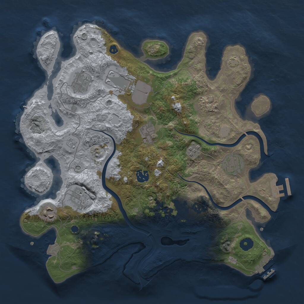 Rust Map: Procedural Map, Size: 3500, Seed: 40097462, 16 Monuments
