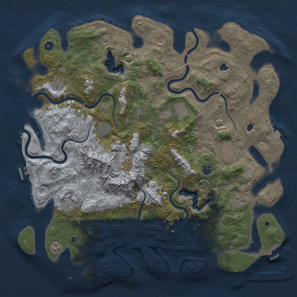 Rust Map: Procedural Map, Size: 5000, Seed: 1233028137, 17 Monuments