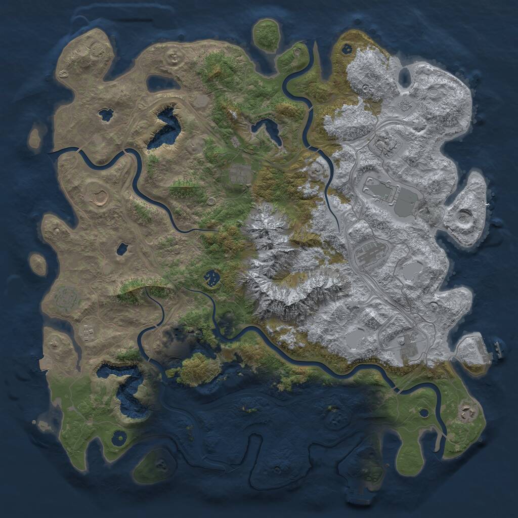 Rust Map: Procedural Map, Size: 5000, Seed: 288193657, 17 Monuments