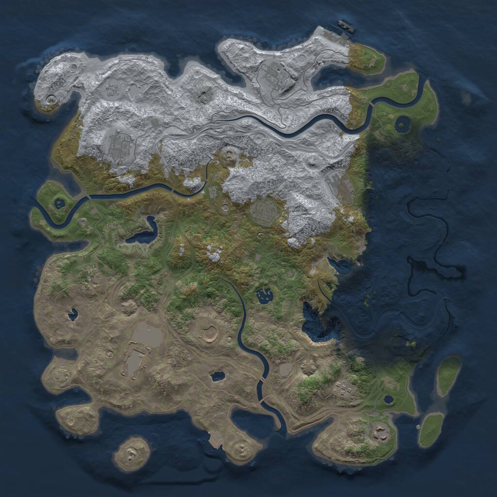 Rust Map: Procedural Map, Size: 4500, Seed: 13639, 16 Monuments