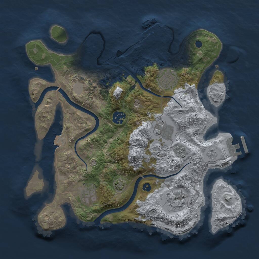 Rust Map: Procedural Map, Size: 3000, Seed: 1317722605, 12 Monuments