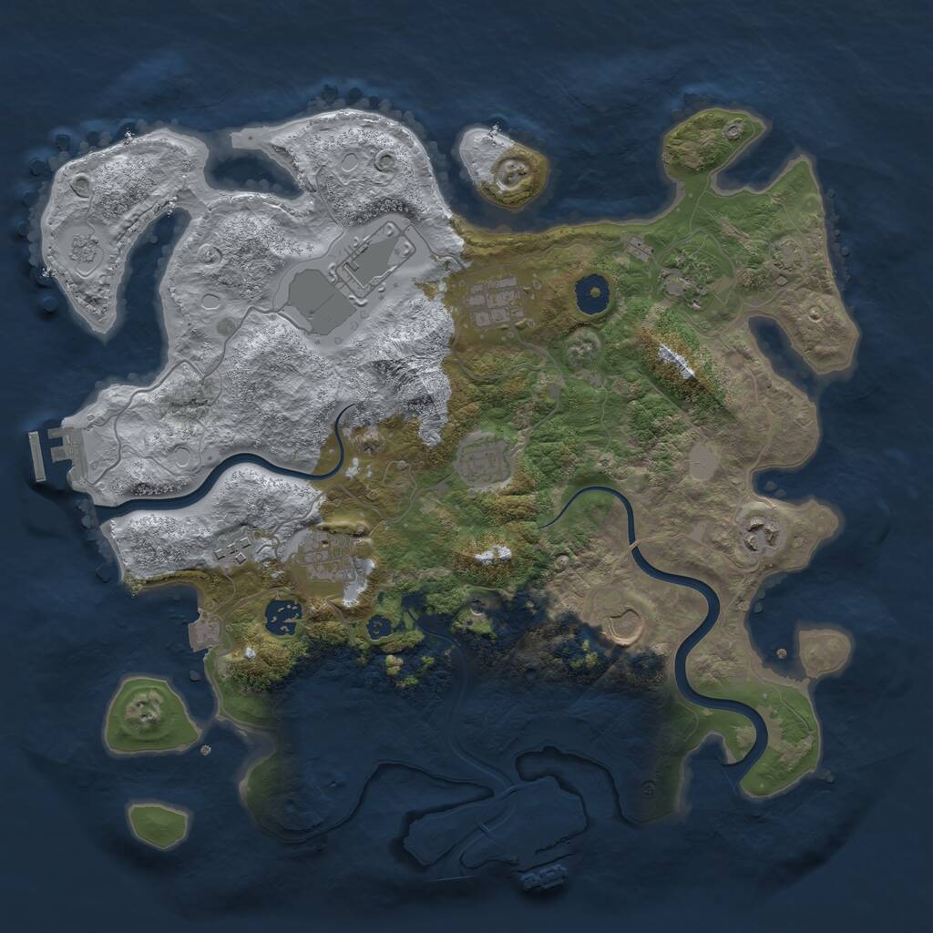 Rust Map: Procedural Map, Size: 3750, Seed: 3453753, 15 Monuments