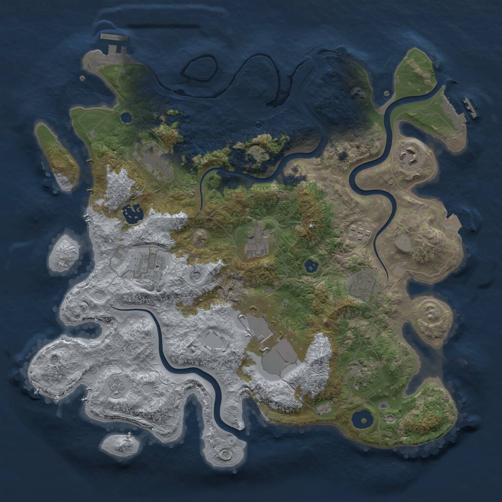 Rust Map: Procedural Map, Size: 3700, Seed: 1488083361, 15 Monuments
