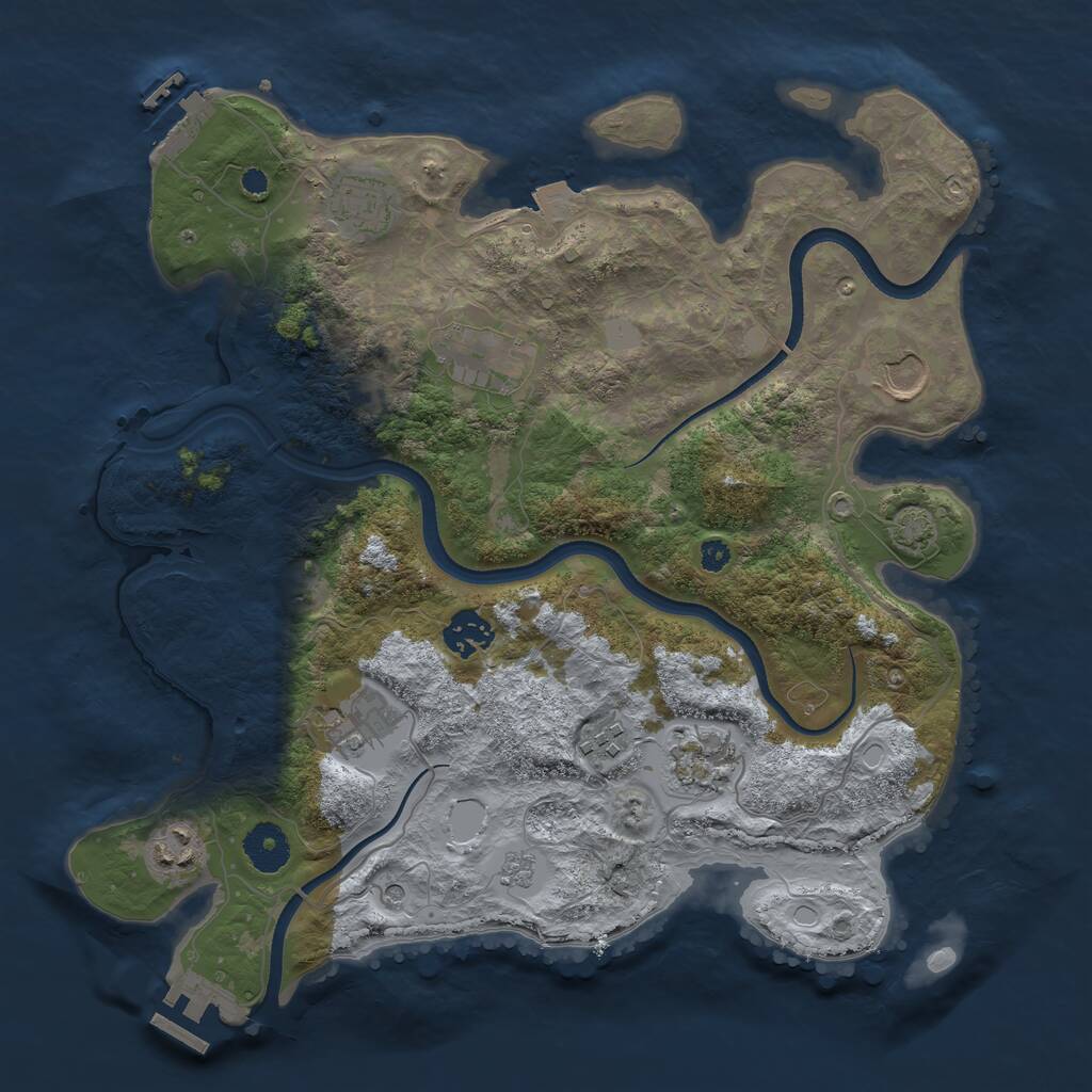 Rust Map: Procedural Map, Size: 3500, Seed: 8675316, 14 Monuments