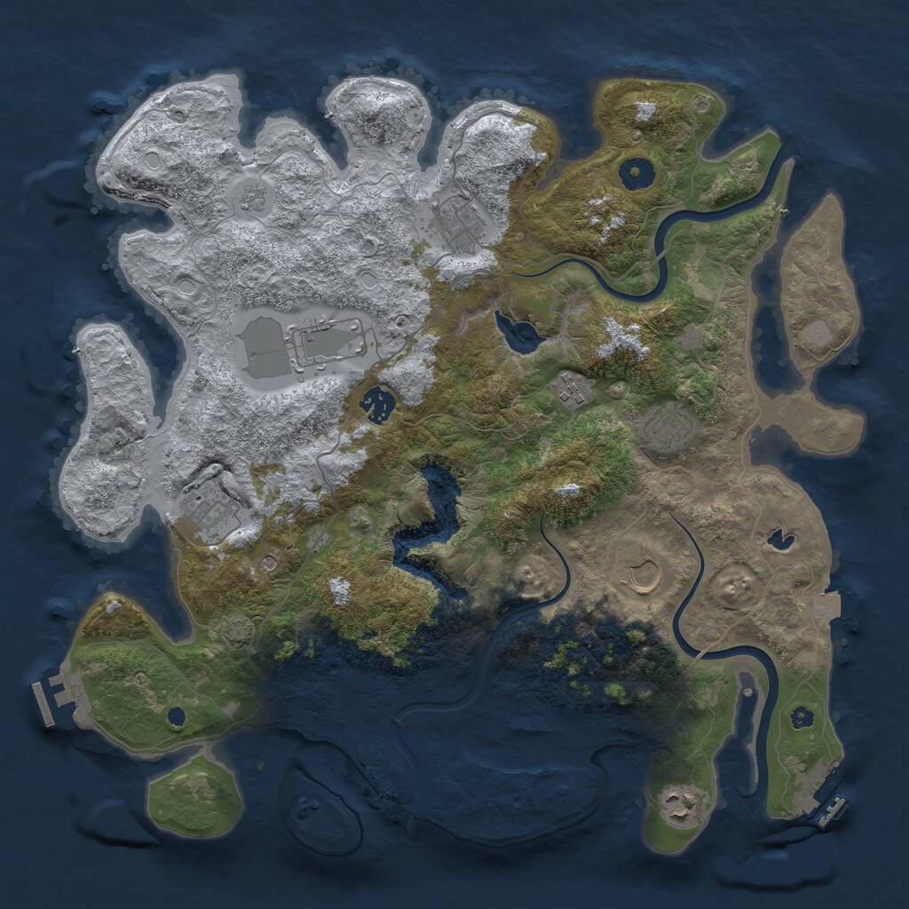 Rust Map: Procedural Map, Size: 4000, Seed: 1709616779, 14 Monuments