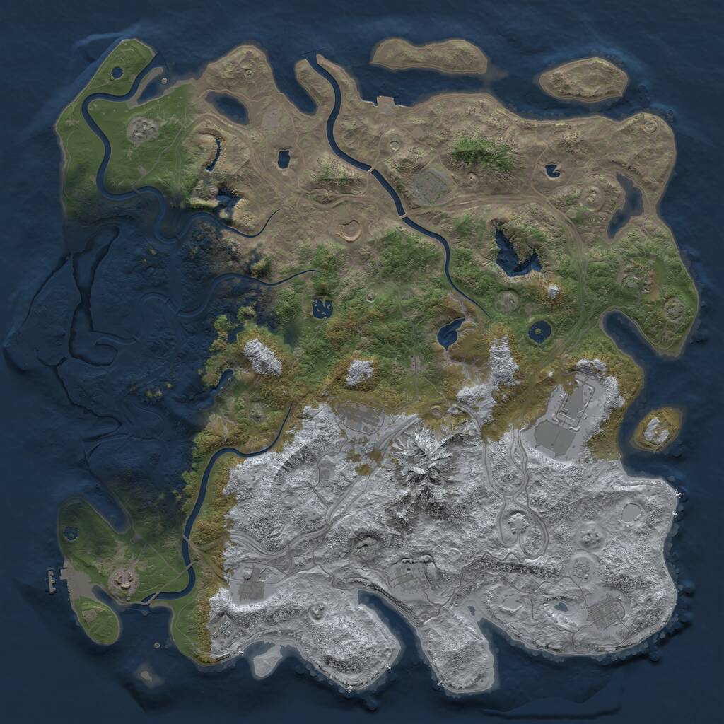 Rust Map: Procedural Map, Size: 5000, Seed: 1543552540, 17 Monuments