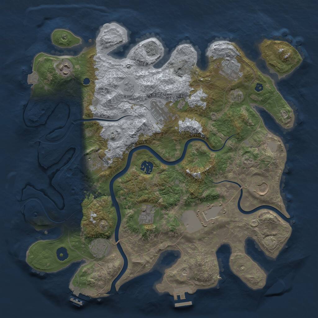 Rust Map: Procedural Map, Size: 3750, Seed: 401581053, 16 Monuments