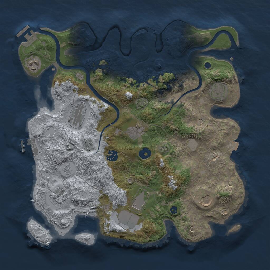 Rust Map: Procedural Map, Size: 3500, Seed: 1905095995, 15 Monuments