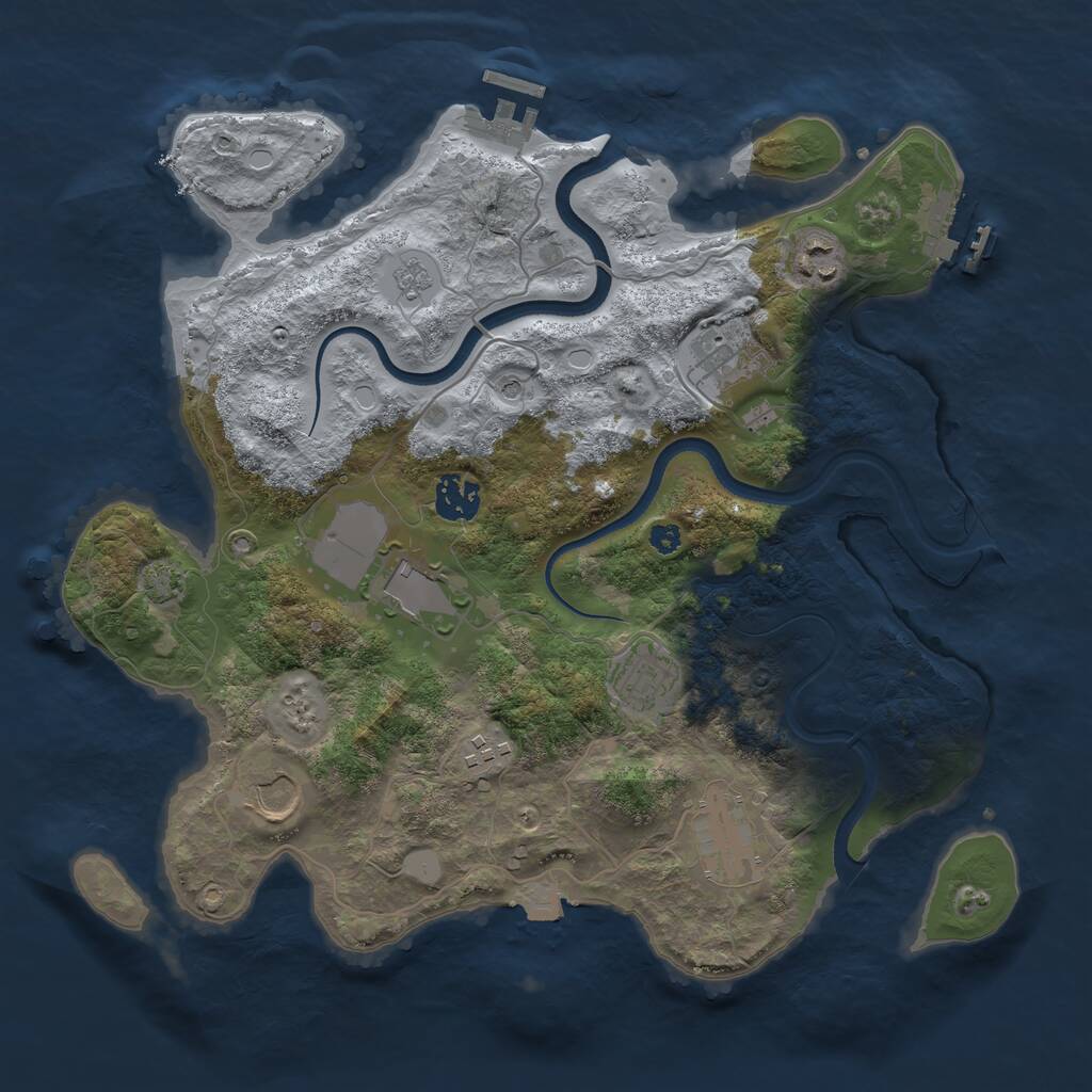 Rust Map: Procedural Map, Size: 3500, Seed: 1920363767, 14 Monuments