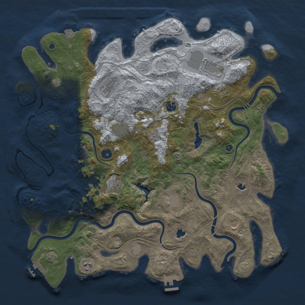 Rust Map: Procedural Map, Size: 4500, Seed: 1394181520, 16 Monuments