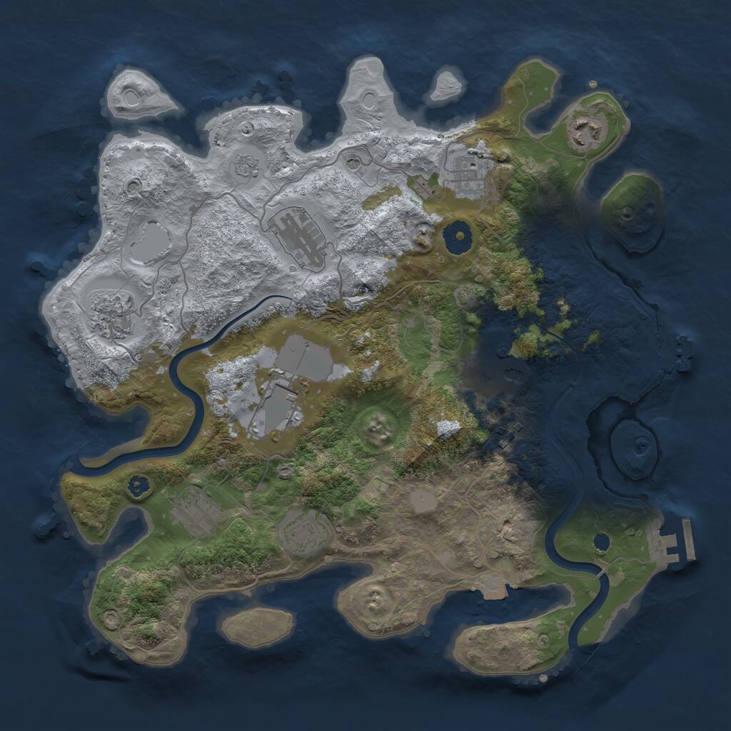 Rust Map: Procedural Map, Size: 3500, Seed: 521912876, 15 Monuments