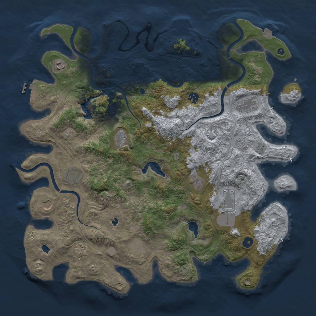 Rust Map: Procedural Map, Size: 4500, Seed: 831139900, 17 Monuments