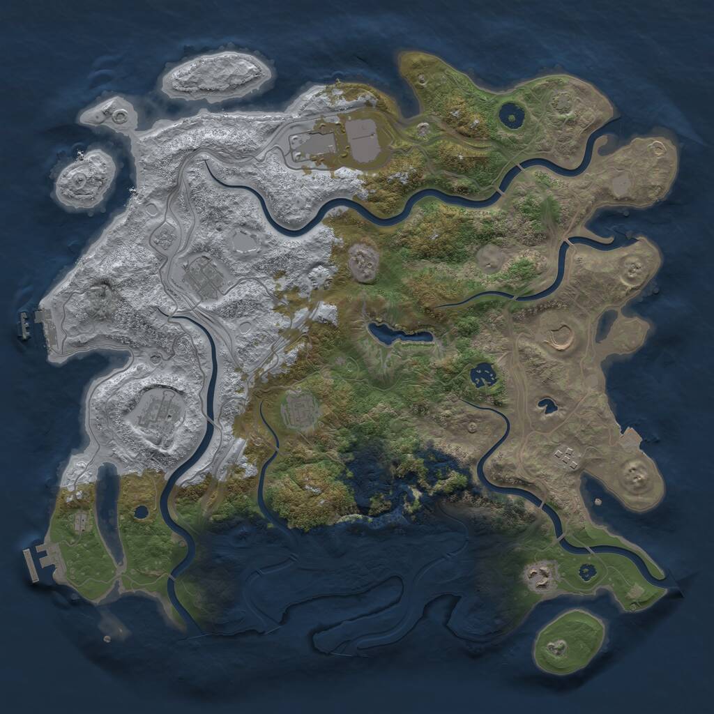 Rust Map: Procedural Map, Size: 4250, Seed: 928471597, 14 Monuments